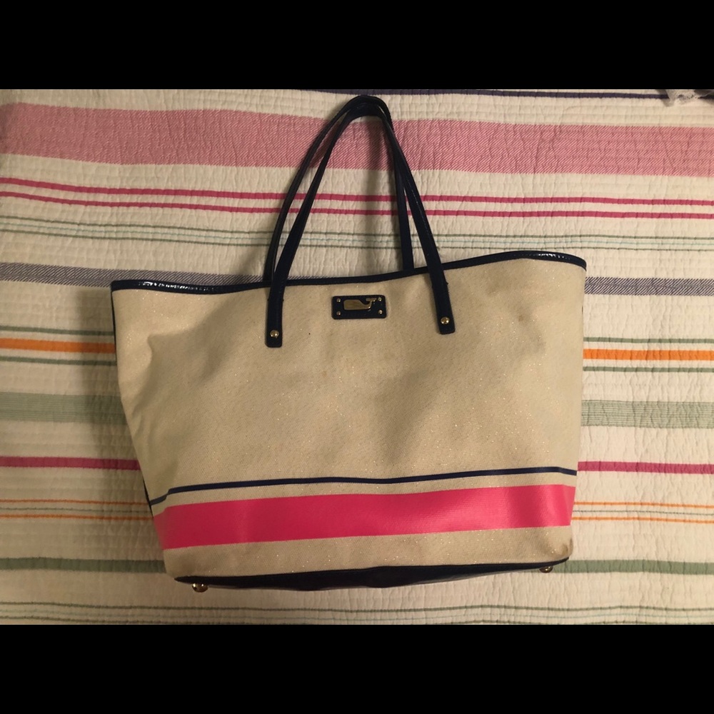 vineyard vines pink/cream/blue purse/handbag
